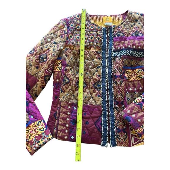 Ruby Rd  Womens Jacket Blazer  Open Front Yellow/Orange/Pink Quilted - Picture 6 of 8